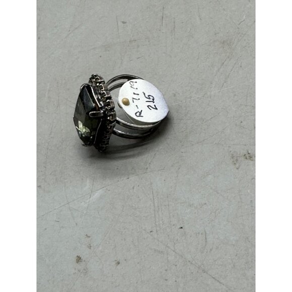 Mariana handmade green crystal stone adjustable ring silver tone one size READ N - Picture 4 of 5